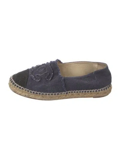 Pre-owned Chanel 2014 Interlocking Cc Logo Espadrilles In Black/blue