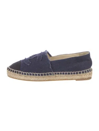 Pre-owned Chanel 2014 Interlocking Cc Logo Espadrilles In Blue