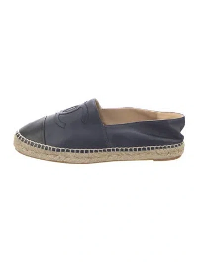 Pre-owned Chanel 2014 Interlocking Cc Logo Espadrilles In Blue