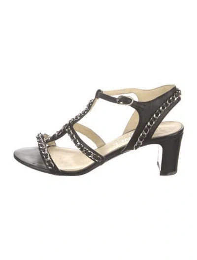 Pre-owned Chanel 2014 Interlocking Cc Logo Gladiator Sandals In Black