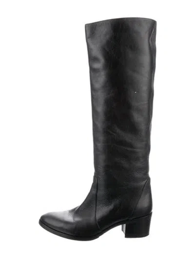 Pre-owned Chanel 2014 Interlocking Cc Logo Riding Boots In Black