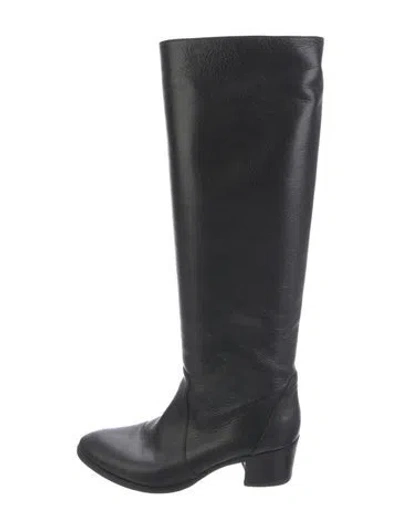 Pre-owned Chanel 2014 Interlocking Cc Logo Riding Boots In Black