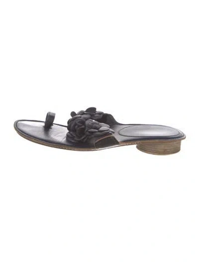 Pre-owned Chanel 2014 Interlocking Cc Logo Slides In Blue