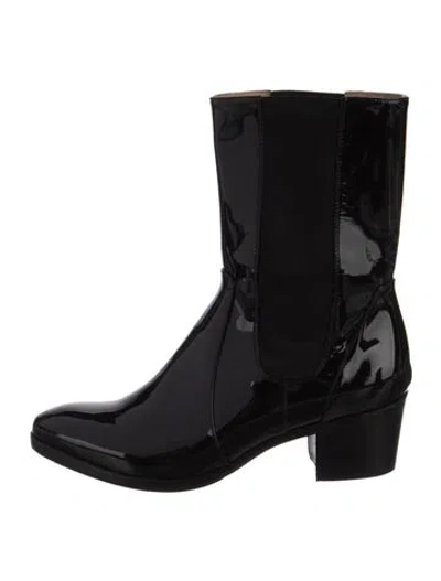 Pre-owned Chanel 2014 Interlocking Cc Logo Western Boots In Black