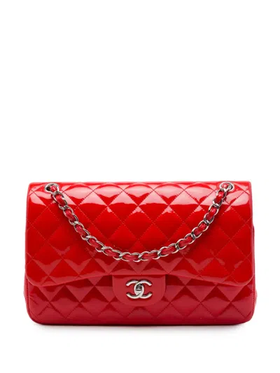 Pre-owned Chanel 2014 Jumbo Classic Double Flap Shoulder Bag In Red