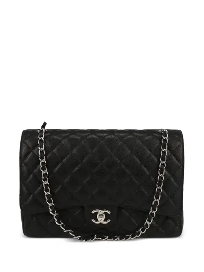 Pre-owned Chanel 2014 Jumbo Double Flap Shoulder Bag In Black
