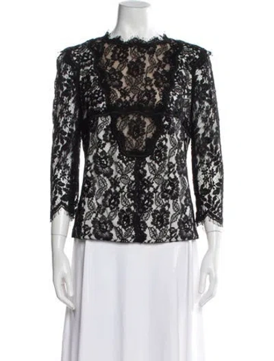 Pre-owned Chanel 2014 Lace Pattern Blouse In Black