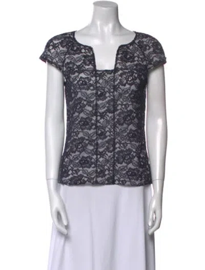 Pre-owned Chanel 2014 Lace Pattern Blouse In Blue