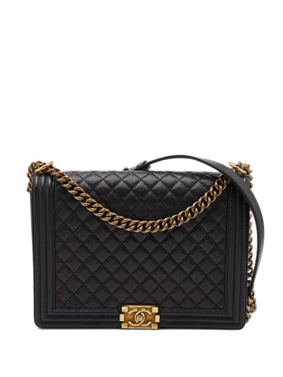Pre-owned Chanel 2014 Large Boy Quilted Shoulder Bag In Black