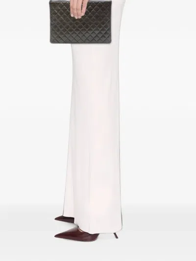 Pre-owned Chanel 2014 Large Crinkled Patent O Case Clutch Bag In Grey