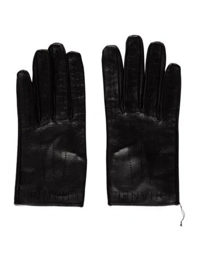 Pre-owned Chanel 2014 Leather Perforated Gloves W/tags In Black