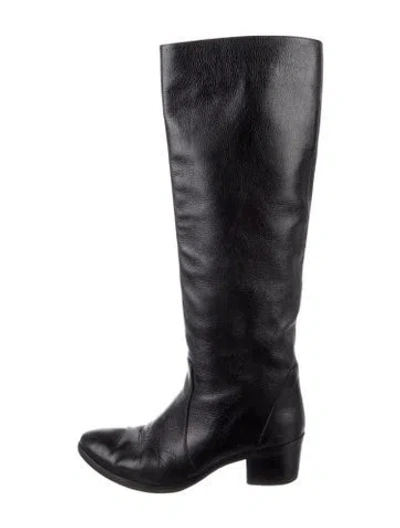 Pre-owned Chanel 2014 Leather Riding Boots In Black