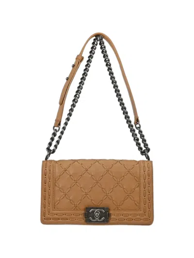 Pre-owned Chanel 2014 Medium Boy  Shoulder Bag In Neutrals