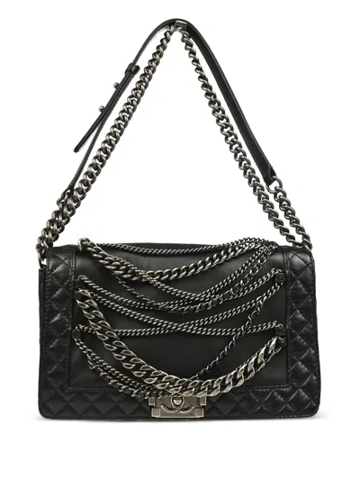Pre-owned Chanel 2014 Medium Boy Reverso New Shoulder Bag In Black