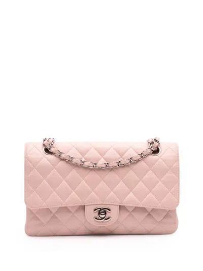 Pre-owned Chanel 2014 Medium Classic Caviar Double Flap Shoulder Bag In Pink