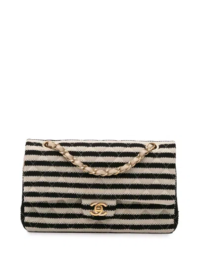 Pre-owned Chanel 2014 Medium Classic Jersey Coco Sailor Double Flap Shoulder Bag In Brown