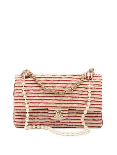 Pre-owned Chanel 2014 Medium Classic Jersey Coco Sailor Double Flap Shoulder Bag In Red