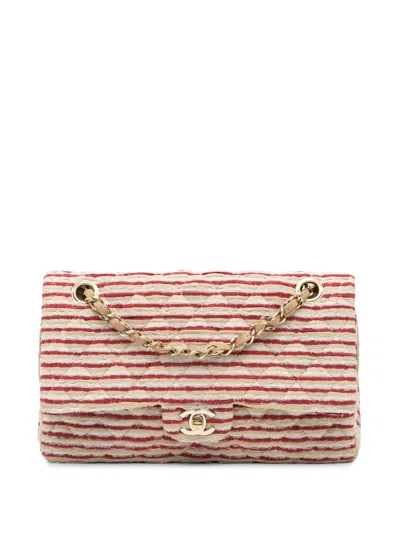 Pre-owned Chanel 2014 Medium Classic Jersey Coco Sailor Double Flap Shoulder Bag In Red