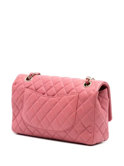 Pre-owned Chanel 2014 Medium Classic Lambskin Valentines Heart Charms Single Flap Shoulder Bag In Pink