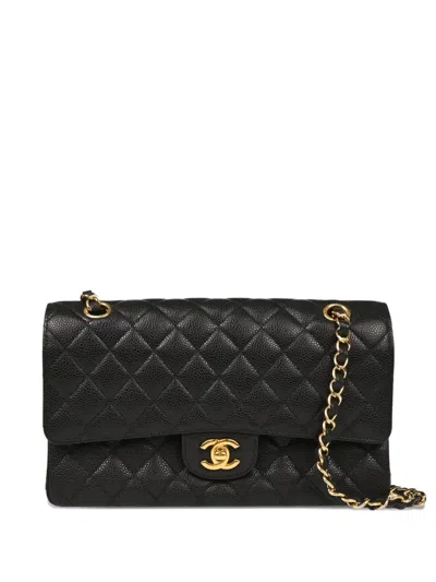 Pre-owned Chanel 2014 Medium Double Flap Quilted Shoulder Bag In Black