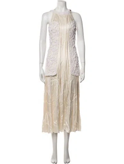Pre-owned Chanel 2014 Midi Length Dress In Neutrals