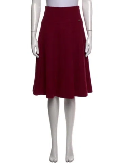 Pre-owned Chanel 2014 Midi Length Skirt In Burgundy