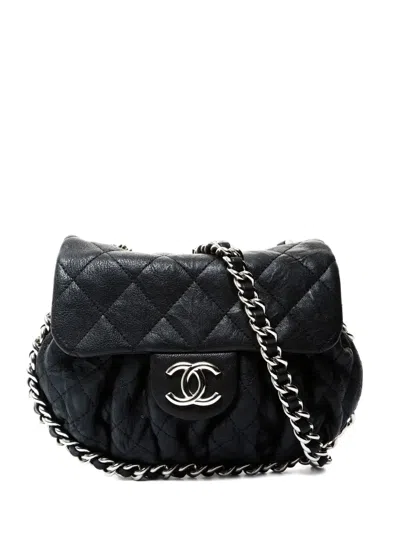 Pre-owned Chanel 2014 Mini Flap Quilted Chain Shoulder Bag In Black