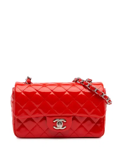 Pre-owned Chanel 2014 Mini Rectangular Classic Patent Single Flap Crossbody Bag