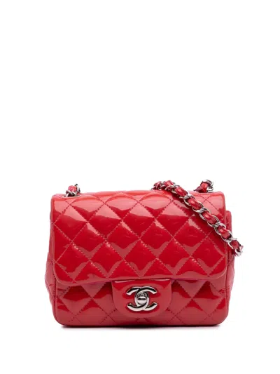 Pre-owned Chanel 2014 Mini Square Classic Patent Single Flap Crossbody Bag