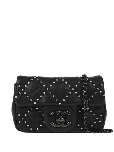 Pre-owned Chanel 2014 Mini Timeless Studded Shoulder Bag In Black