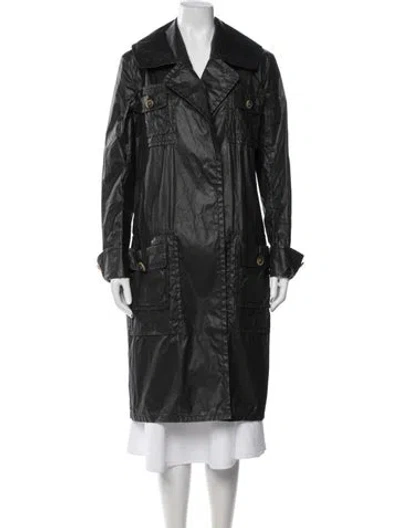 Pre-owned Chanel 2014 Nylon Trench Coat In Black