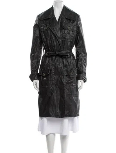 Pre-owned Chanel 2014 Nylon Trench Coat In Black