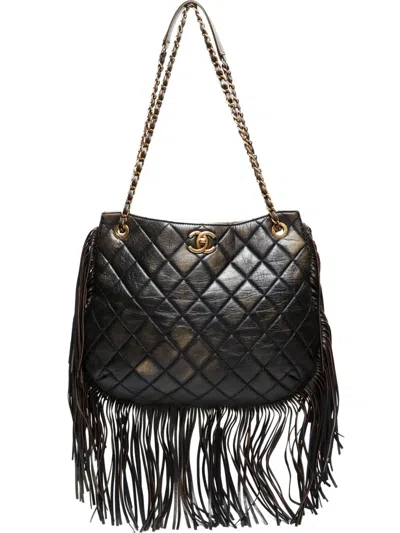 Pre-owned Chanel 2014 Paris-dallas Fringe Shoulder Bag In Black