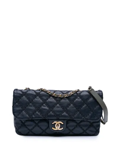 Pre-owned Chanel 2014 Paris Dallas Quilted Calfskin Chic Stitch Flap Shoulder Bag In Blue