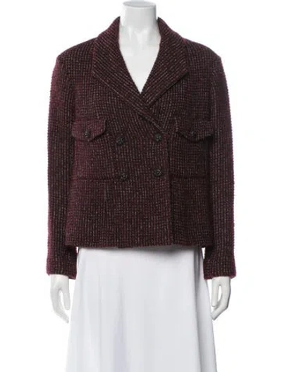 Pre-owned Chanel 2014 'paris-dallas' Blazer In Burgundy/silver