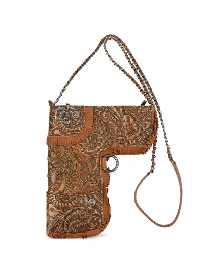 Pre-owned Chanel 2014 Paris-dallas Fringe Cross Body Bag In Brown