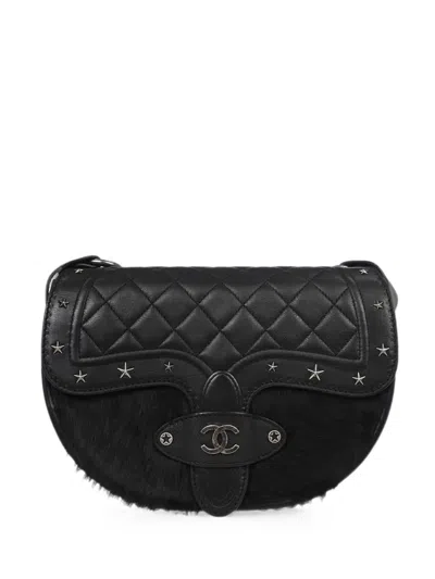 Pre-owned Chanel 2014 Paris-dallas Star-studded Shoulder Bag In Black