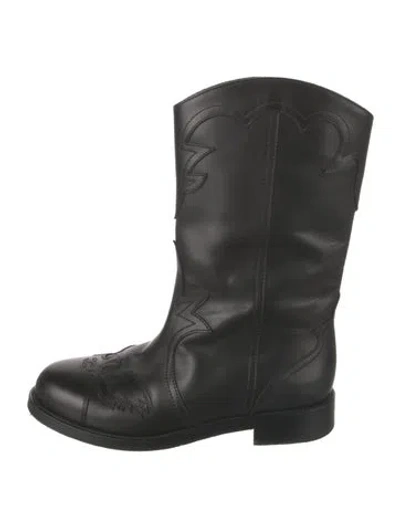 Pre-owned Chanel 2014 Paris-dallas Western Boots In Black