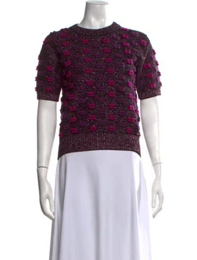 Pre-owned Chanel 2014 Patterned Sweater In Black/metallic/purple