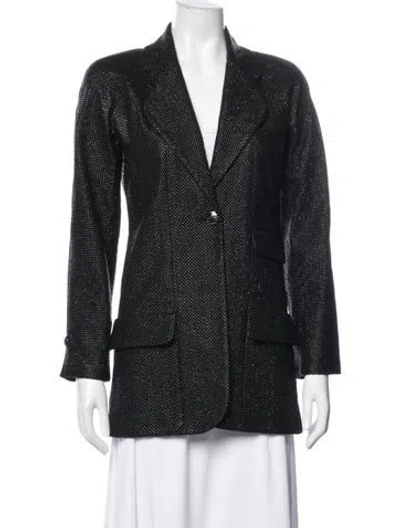 Pre-owned Chanel 2014 Plaid Print Blazer In Black