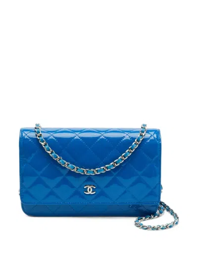 Pre-owned Chanel 2014 Quilted Cc Shoulder Bag In Blue