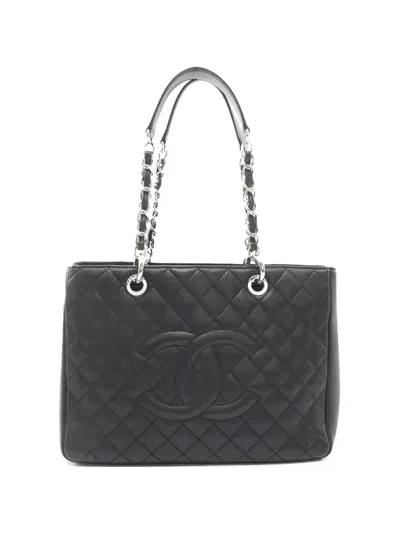 Pre-owned Chanel 2014 Quilted Chain Shoulder Bag In Black