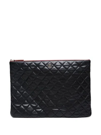 Pre-owned Chanel 2014 Quilted Clutch Bag In Black