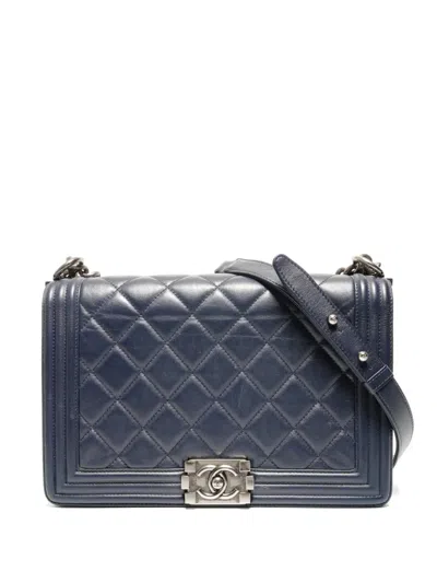 Pre-owned Chanel 2014 Quilted Shoulder Bag In Blue
