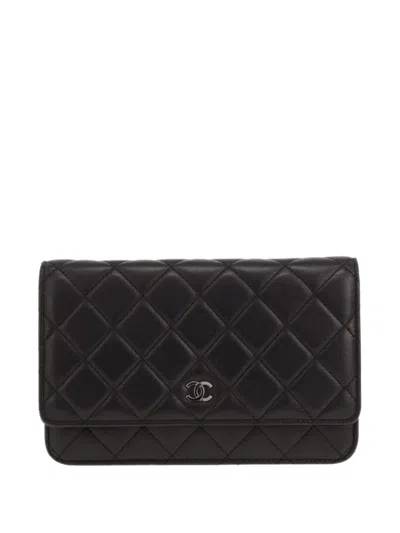 Chanel 2014 Quilted Wallet On Chain Shoulder Bag In Black