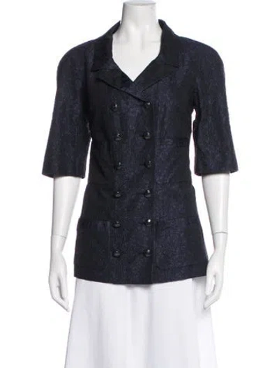 Pre-owned Chanel 2014 Silk Blazer In Blue