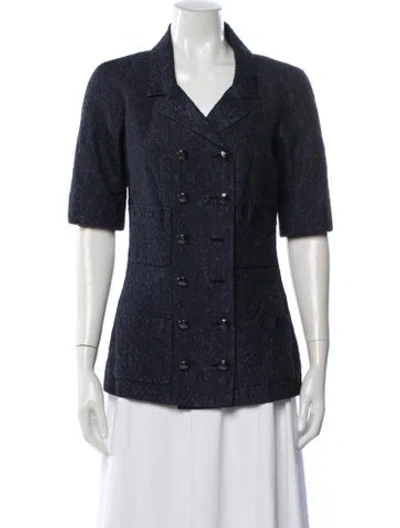 Pre-owned Chanel 2014 Silk Blazer In Blue