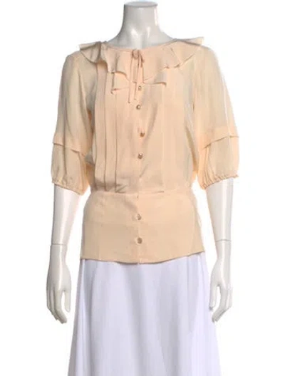 Pre-owned Chanel 2014 Silk Blouse In Neutrals