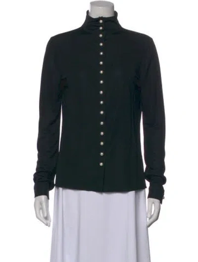 Pre-owned Chanel 2014 Silk Button-up Top In Black