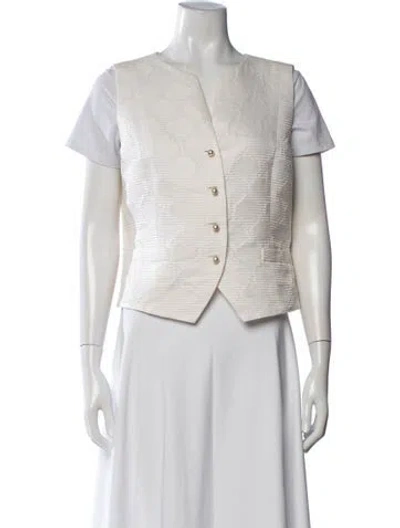 Pre-owned Chanel 2014 Silk Vest In White